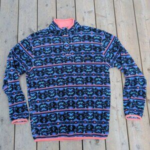 Southern Marsh Dorado Pullover Sweater Women's L Blue Geometric Fleece Casual